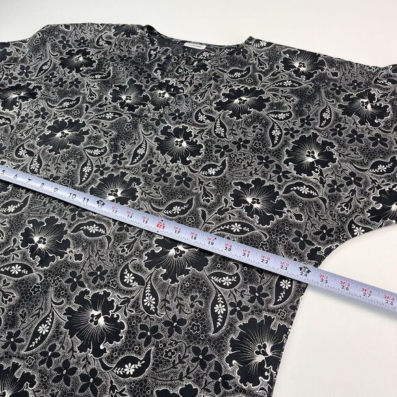 Vintage Natori Floral Kimono Caftan Robe M Black Short Sleeve Loungewear Boho - Picture 5 of 9